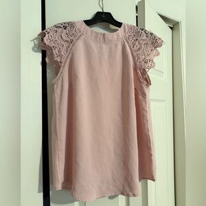 Dusty Pink Crochet Cap-Sleeve Camisole